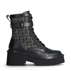 Scarpe Donna LIU JO Flair 03 Anfibi in Nylon Nero con Logo in Strass All Over