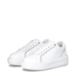 Scarpe Donna LIU JO Kylie 31 Sneakers Platform in Pelle Bianca con Profili in Strass