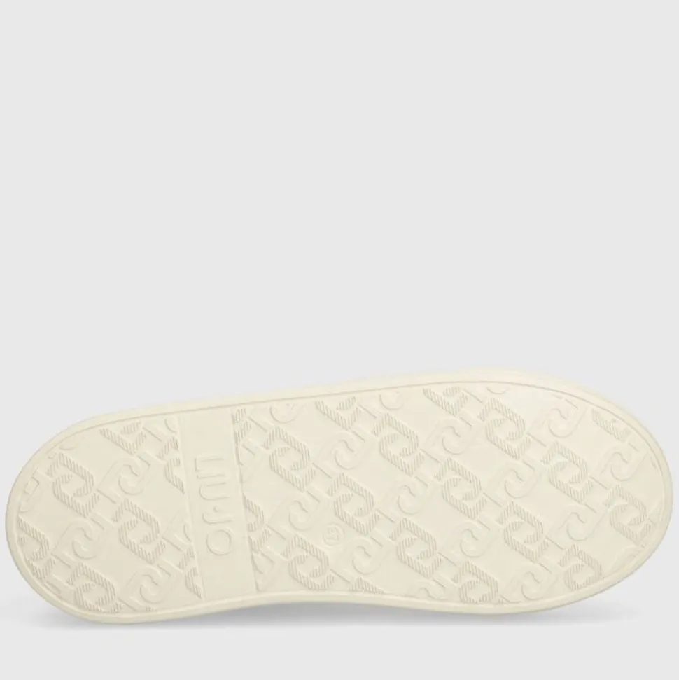 Scarpe Donna LIU JO Kylie 22 Sneakers Platform in Pelle Avorio con Maxi Logo in Paillettes Glitter