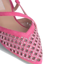 Scarpe Donna LIU JO Viola 08 Slingback in Suede Rosa con Strass