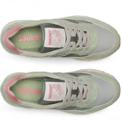 Scarpe Donna Saucony Sneakers Shadow 6000 in Pelle e Tessuto Colore Green - Ivory