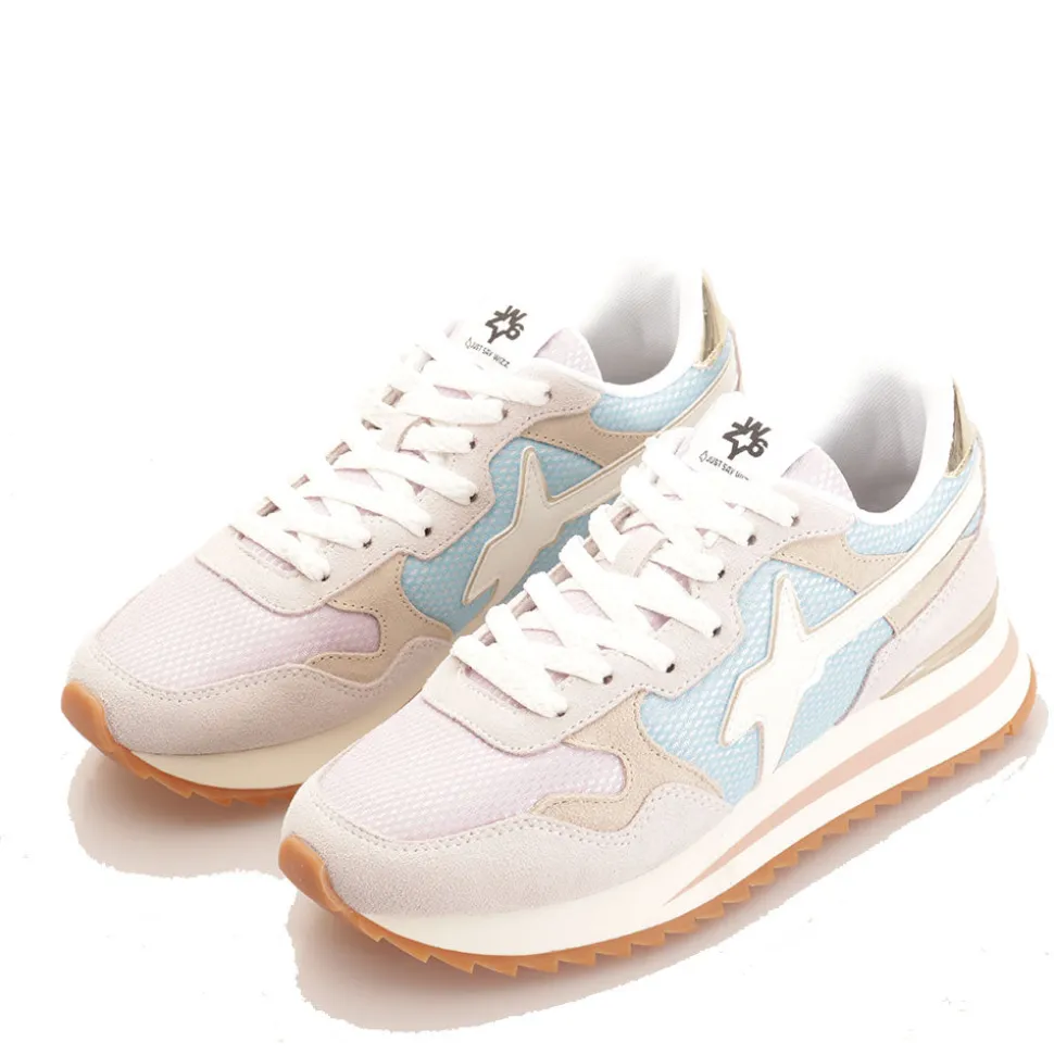 Scarpe Donna W6YZ Sneakers Yak-W. in Suede e Mesh colore White Beige e Platinum