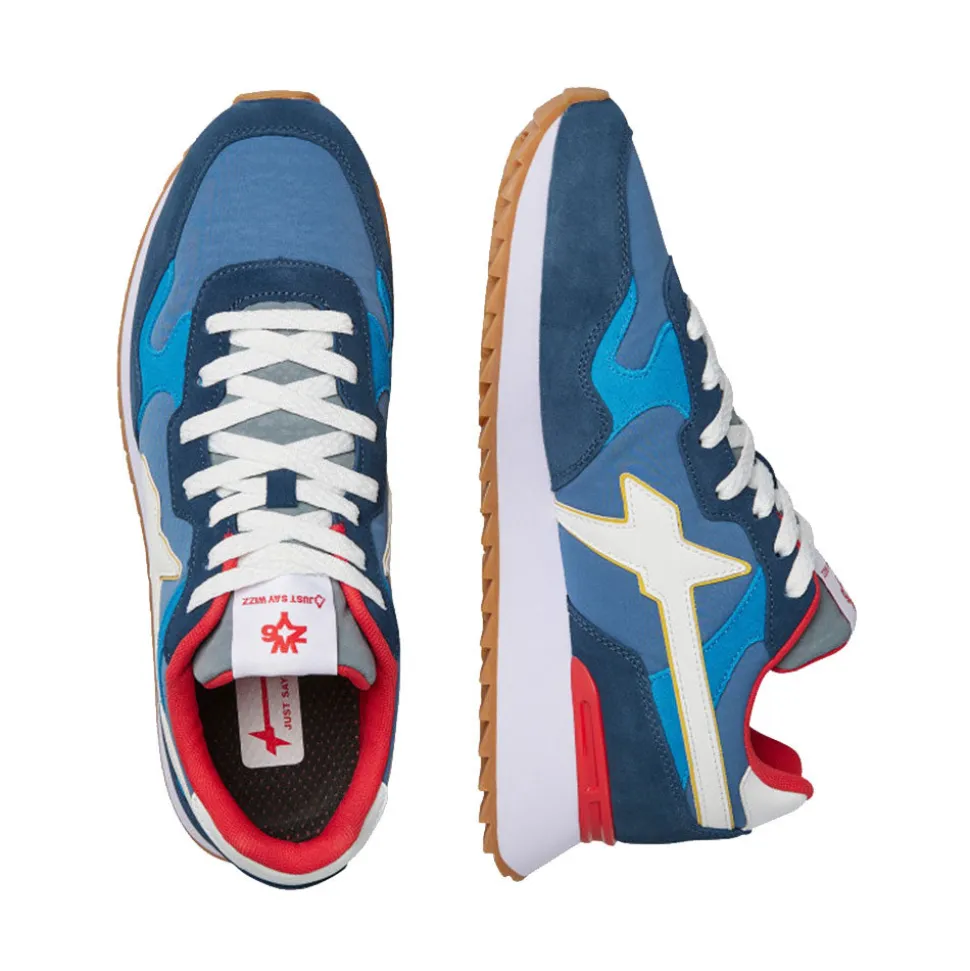 Scarpe Uomo W6YZ Sneakers Yak-M. in Tessuto Tecnico e Suede colore Bluette Oltremare White