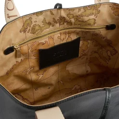 Shopping Bag Reversibile 1A Classe Alviero Martini linea Reverse Soft Nera e Geo Classic LC98