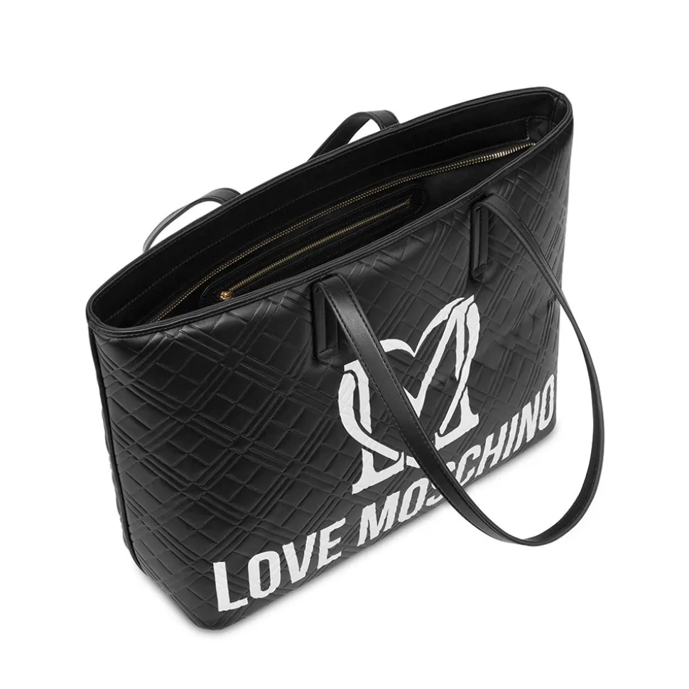 Shopping Bag Trapuntata LOVE MOSCHINO linea Logo Quilt Nero