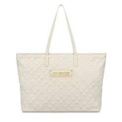 Shopping Bag Trapuntata LOVE MOSCHINO linea Lettering Logo Avorio
