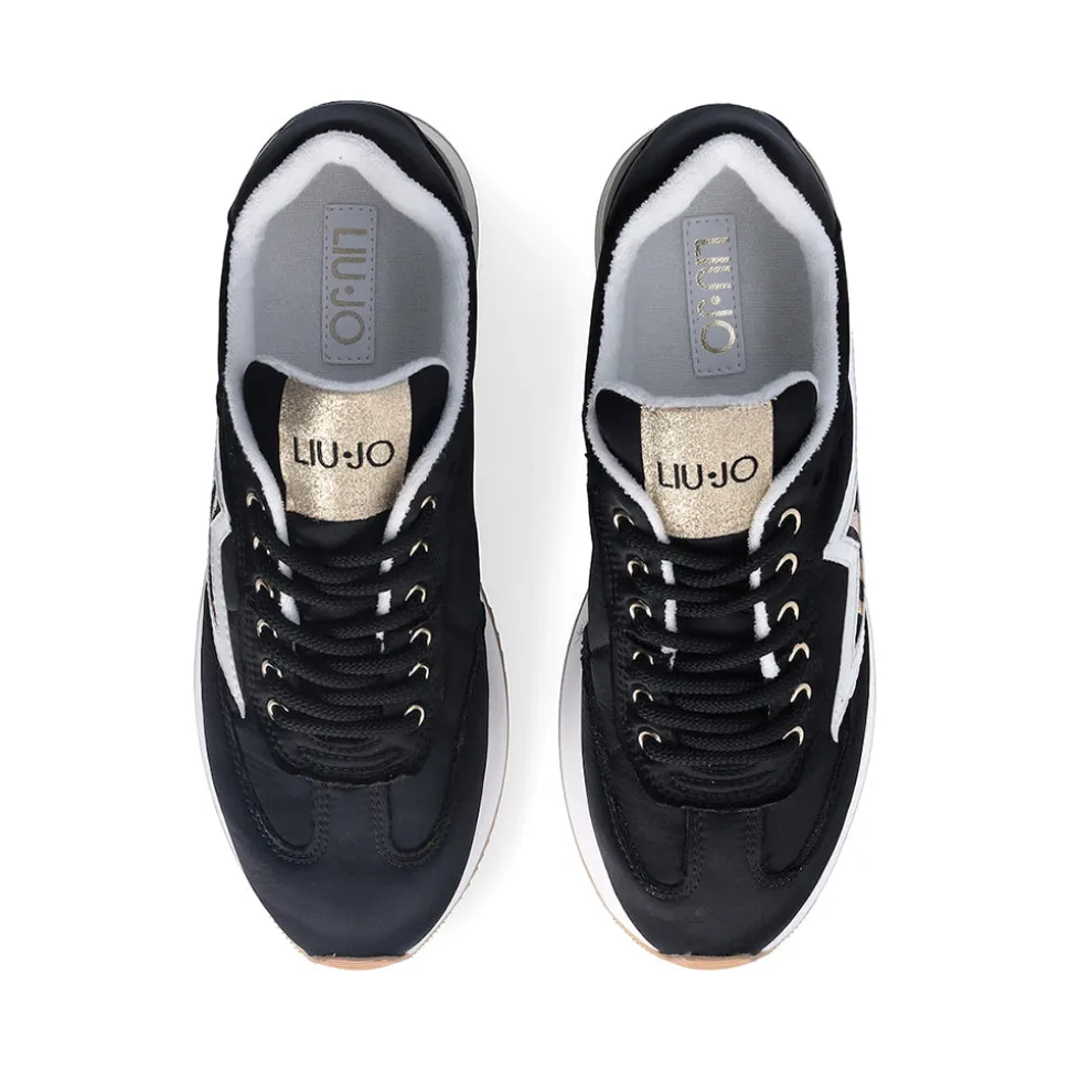 Sneakers Donna LIU JO Dreamy 05 in Nylon Nero con Maxi Stella Animalier