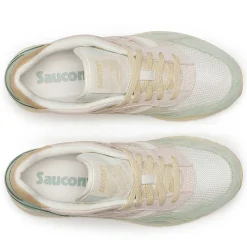 Sneakers Donna SAUCONY Shadow 6000 in Pelle e Tessuto Colore Off White - Blue