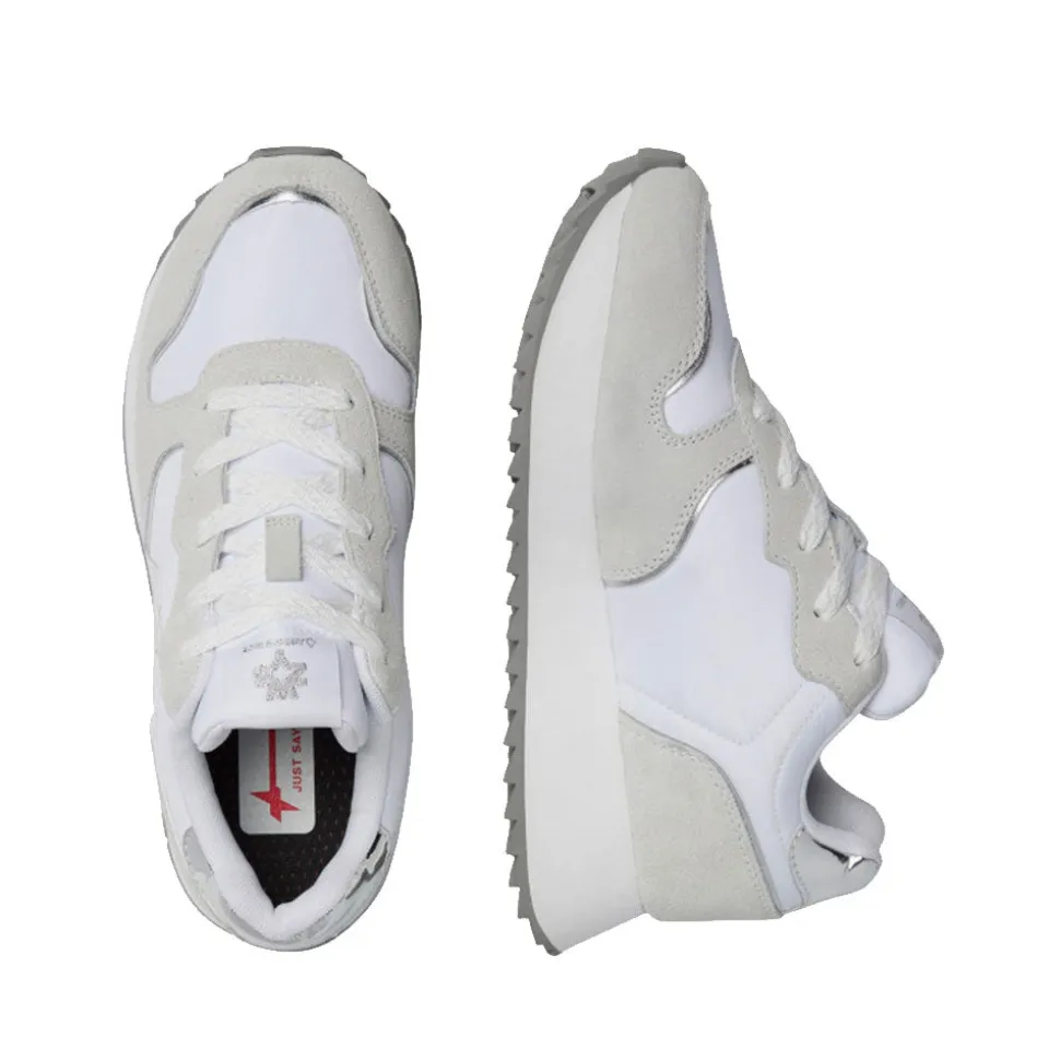 Sneakers Donna W6YZ Jet-W. in Tessuto Tecnico e Suede White e Silver