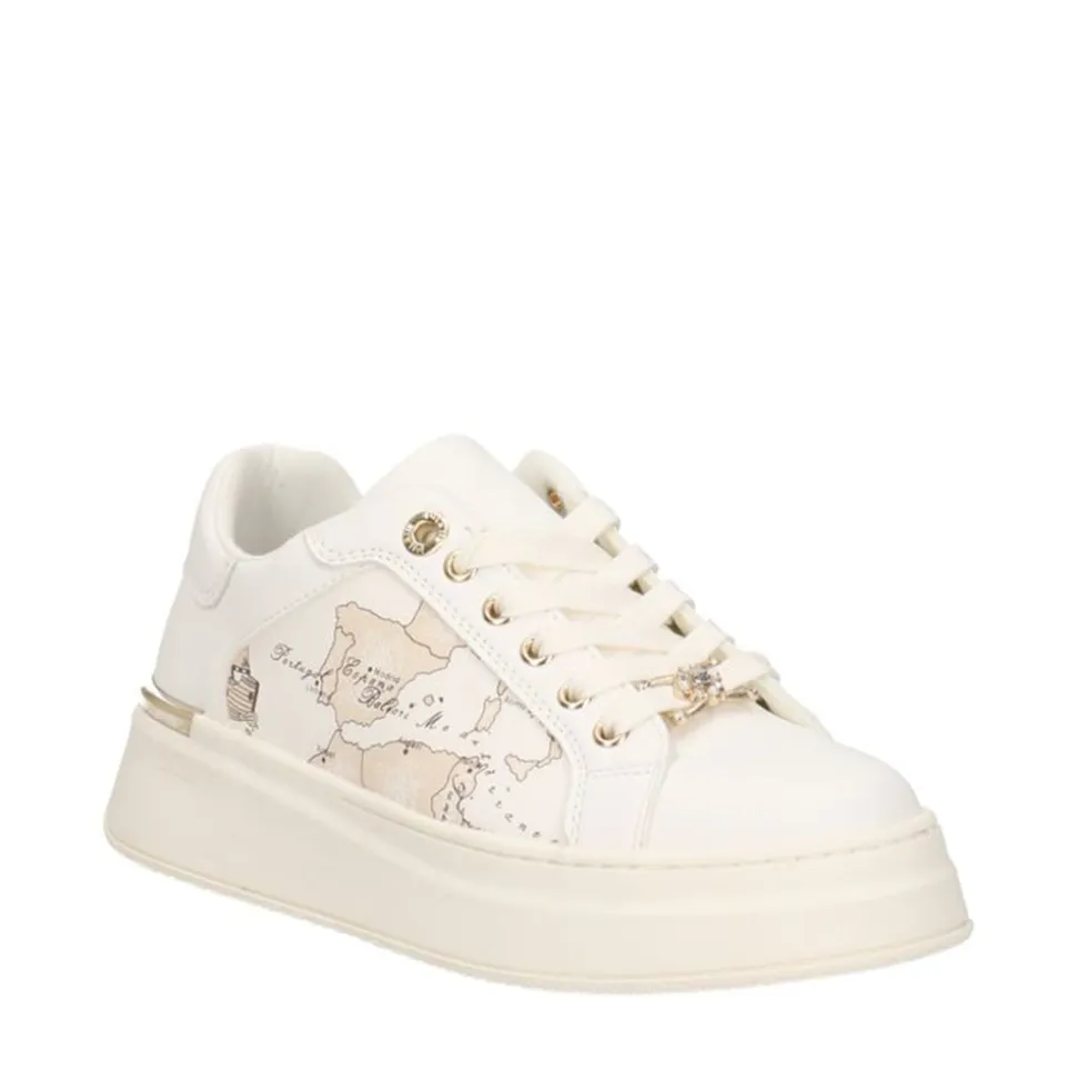 Sneakers Platform 1A Classe Alviero Martini White con Inserti Milk Geo 2134