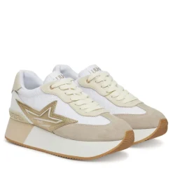 Sneakers Platform Donna LIU JO Dreamy 03 in Suede e Mesh White Light Gold
