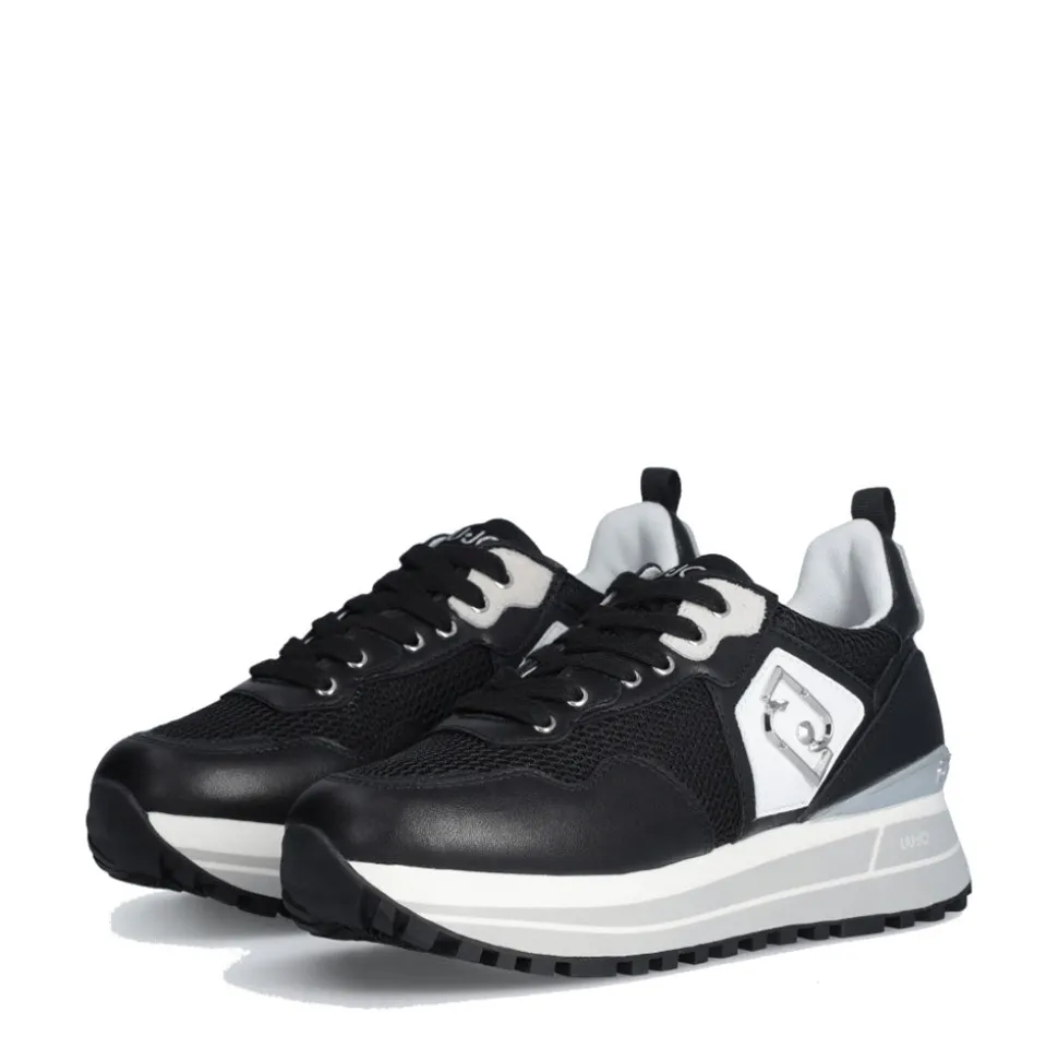 Sneakers Platform Donna LIU JO Maxi Wonder 01 in Pelle e Mesh Black
