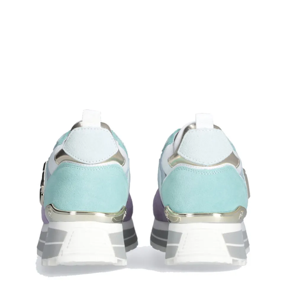Sneakers Platform Donna LIU JO Maxi Wonder 73 in Suede e Mesh Viola e Azzurro