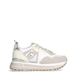 Sneakers Platform Donna LIU JO Maxi Wonder 73 in Suede e Mesh Sand e Yellow