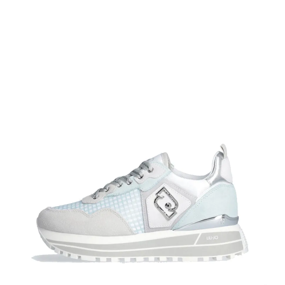 Sneakers Platform Donna LIU JO Maxi Wonder 73 in Suede e Mesh Purity e Water