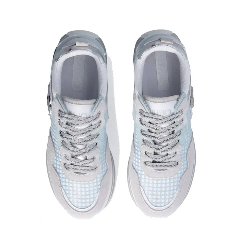 Sneakers Platform Donna LIU JO Maxi Wonder 73 in Suede e Mesh Purity e Water