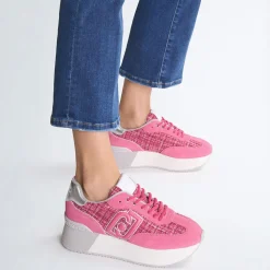 Sneakers Platform Donna LIU JO Dreamy 02 in Suede e Tweed Rosa