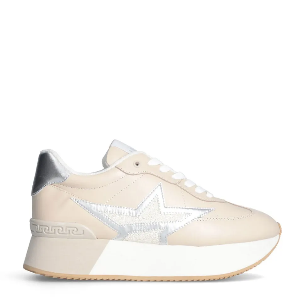 Sneakers Platform Donna LIU JO Dreamy 03 in Pelle e Suede e Glitter colore Butter Silver