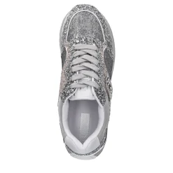 Sneakers Platform Donna LIU JO Maxi Wonder 73 Full Glitter e Inserti in Lurex Silver