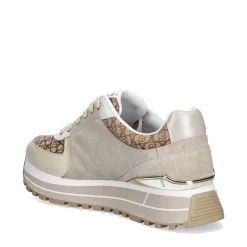 Sneakers Platform Donna LIU JO Maxi Wonder 87 in Suede e Tessuto Monogram Jacquard Ivory Peach