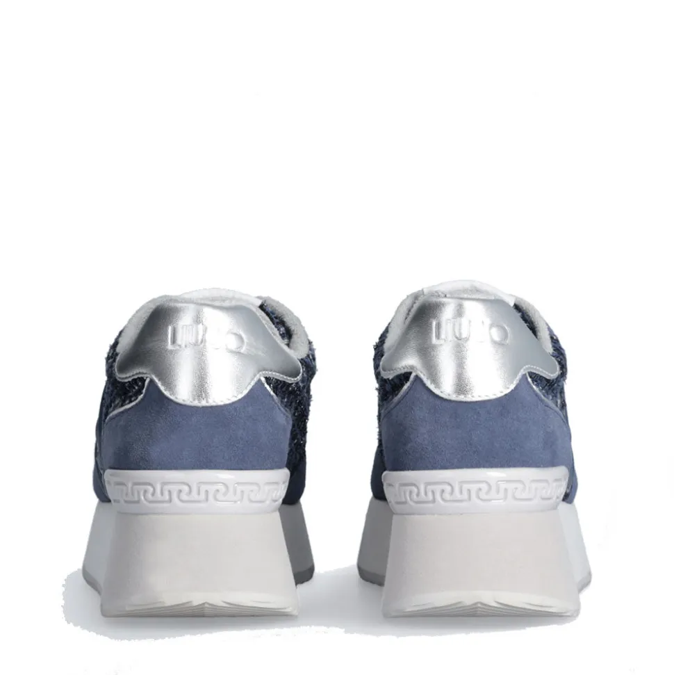 Sneakers Platform Donna LIU JO Dreamy 02 in Suede e Tweed Blu