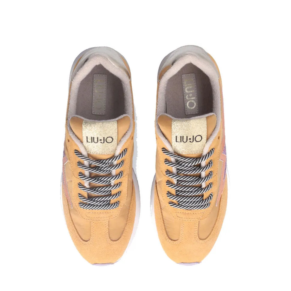 Sneakers Platform Donna LIU JO Dreamy 03 in Suede Nylon e Glitter colore Orange Caramel Violet