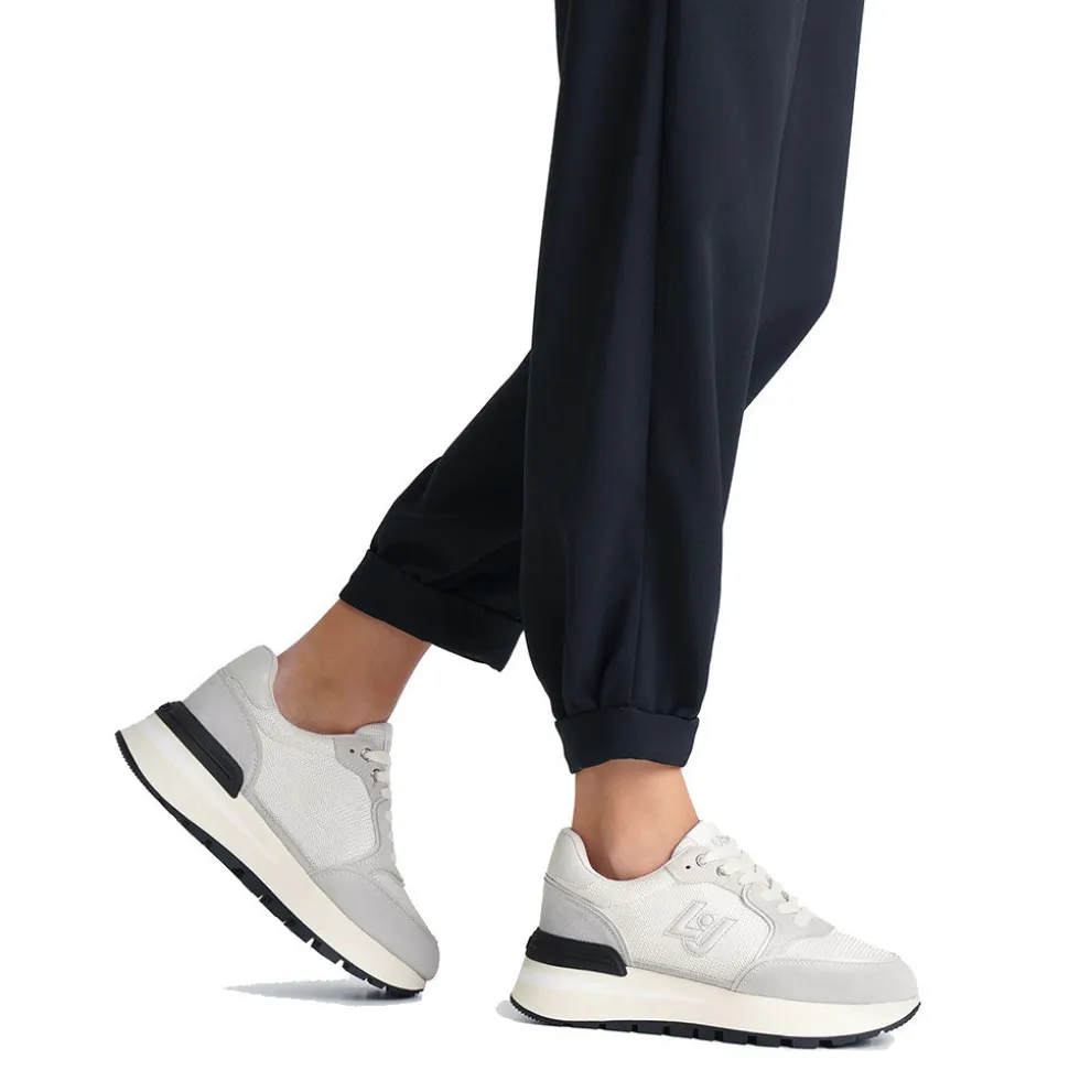 Sneakers Platform LIU JO Amazing 25 in Suede e Brighty Mesh Off White