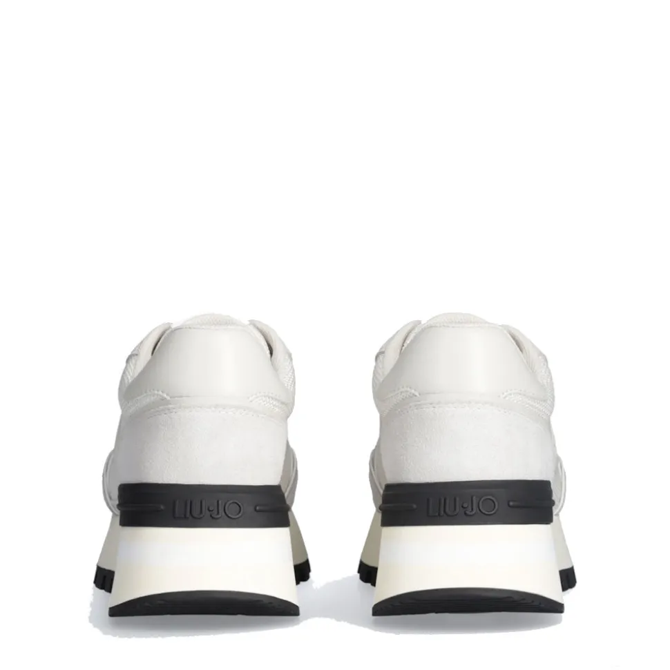 Sneakers Platform LIU JO Amazing 25 in Suede e Brighty Mesh Off White