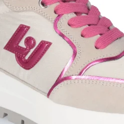 Sneakers Platform LIU JO Amazing 25 in Suede e Nylon Beige e Fuxia