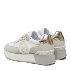 Sneakers Platform LIU JO Dreamy 02 in Suede e Mesh con Logo Glitter Purity Light Gold