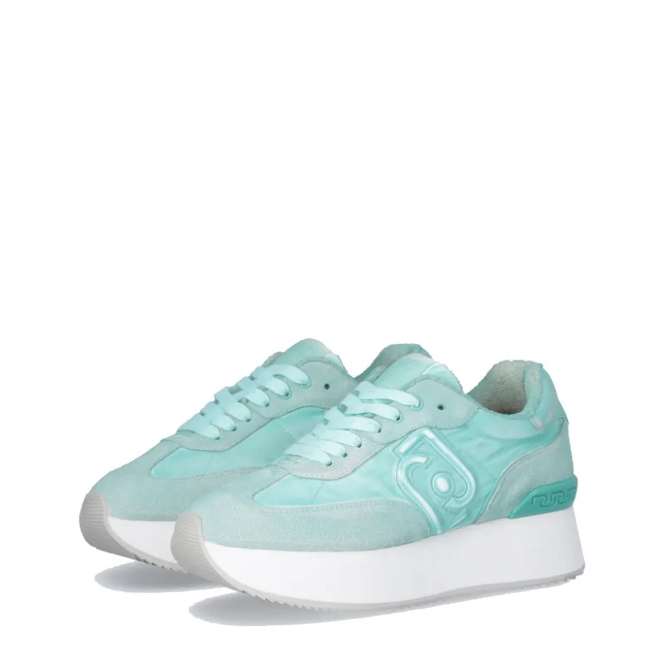Sneakers Platform LIU JO Dreamy 02 in Suede e Nylon Verde Acqua