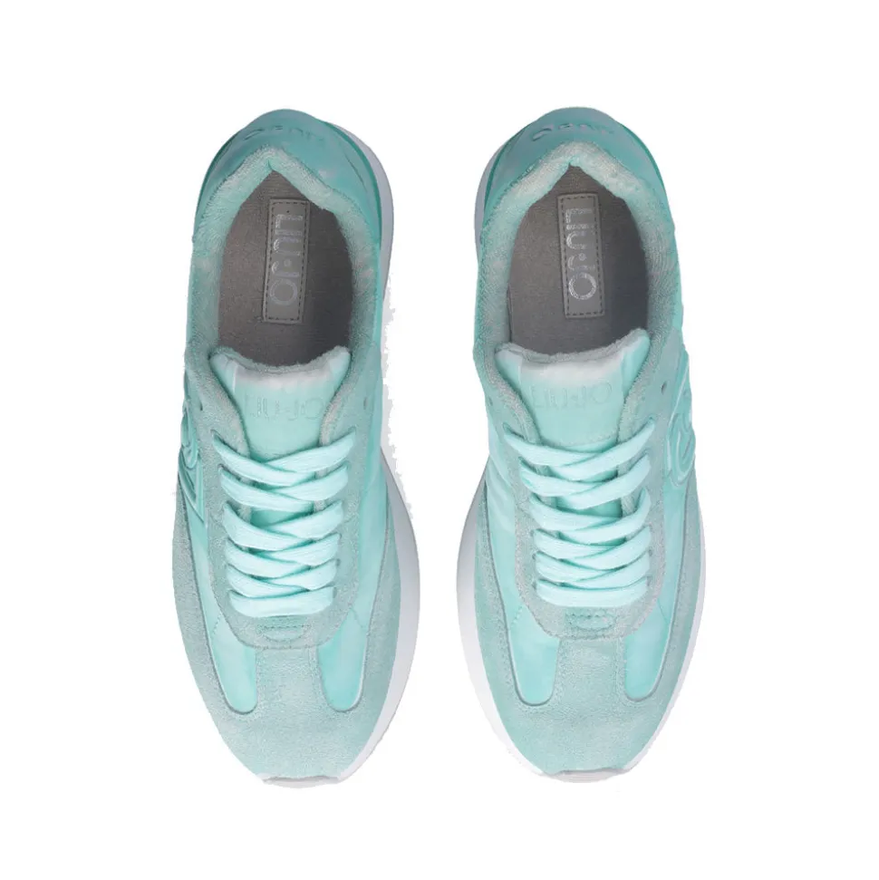 Sneakers Platform LIU JO Dreamy 02 in Suede e Nylon Verde Acqua