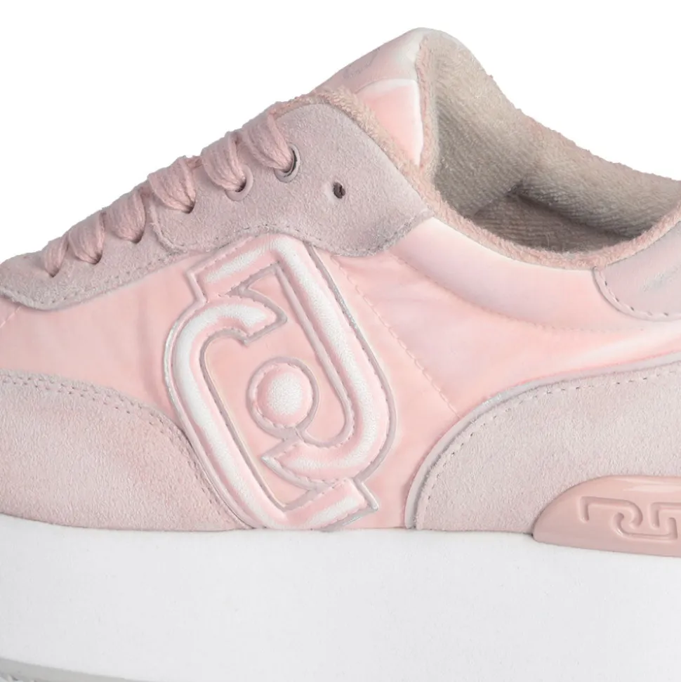 Sneakers Platform LIU JO Dreamy 02 in Suede e Nylon Rosa Pesca