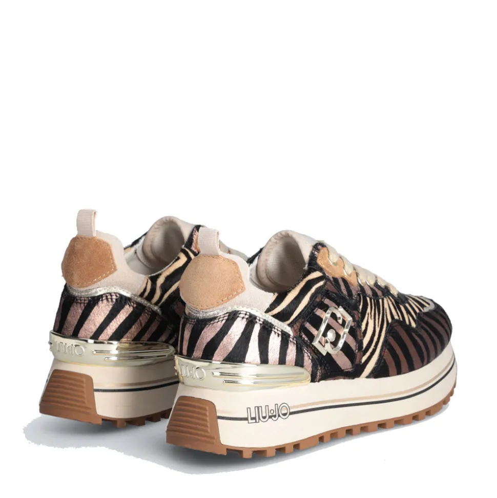 Sneakers Platform LIU JO Maxi Wonder 01 in Pelle Effetto Pony Animalier Multicolor