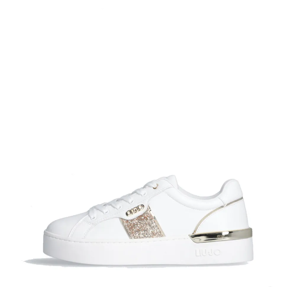 Sneakers Platform LIU JO Silvia 906 Bianche con Inserto Glitter Oro