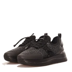 Sneakers Running Slip On PATRIZIA PEPE linea Fly in Tessuto Nero con Strass