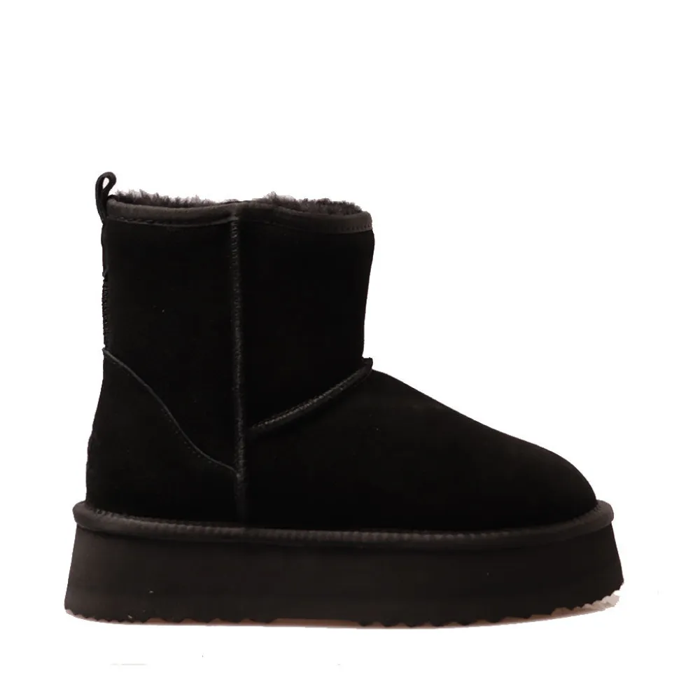 Stivaletti Imbottiti Midi Platform S by MASSIMO SANTINI linea Polly in Velour Nero
