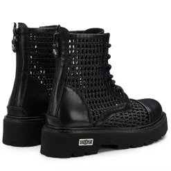 Stivali Donna CULT Slash 4218 Anfibi in Pelle Nera Intrecciata