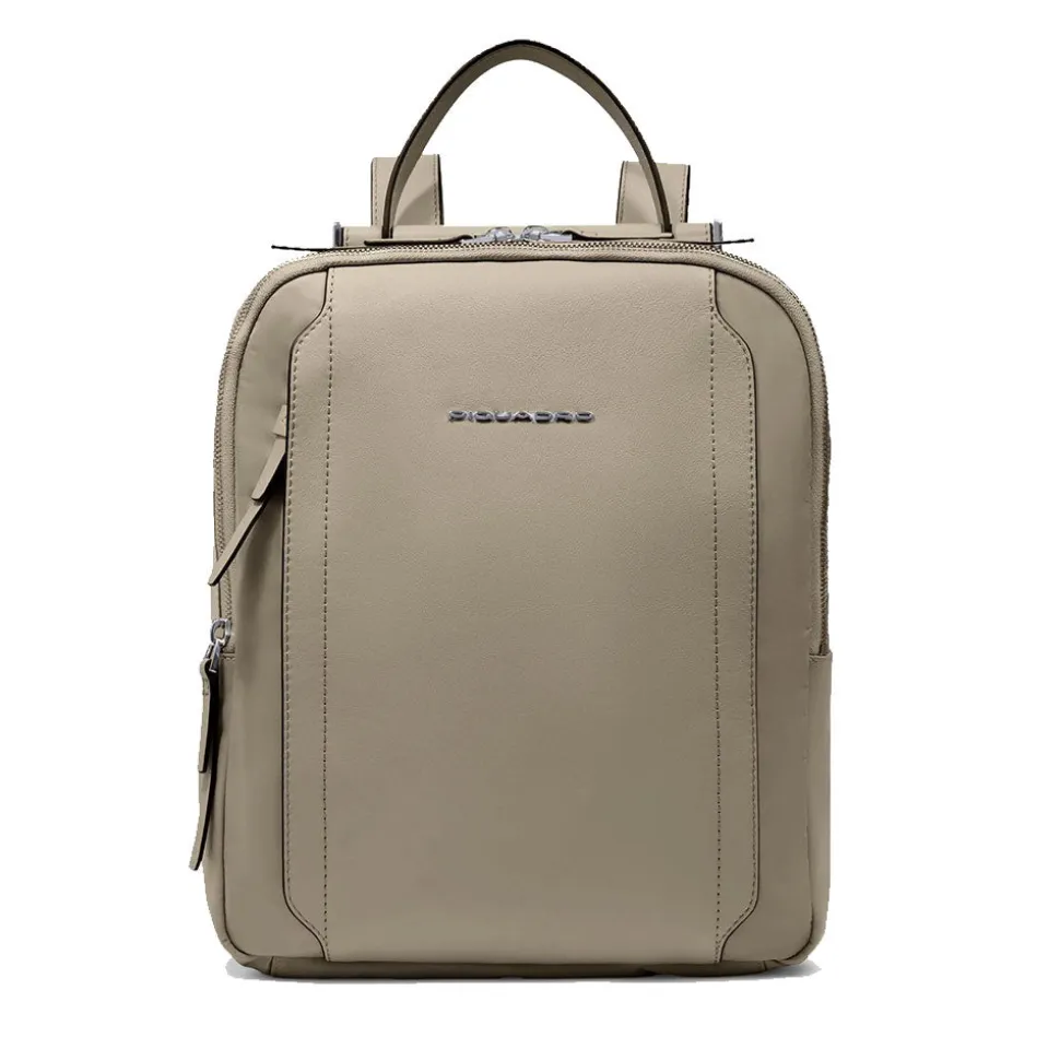 Zaino Donna Porta iPad PIQUADRO linea Circle in Pelle e Tessuto Beige- CA5566W92T