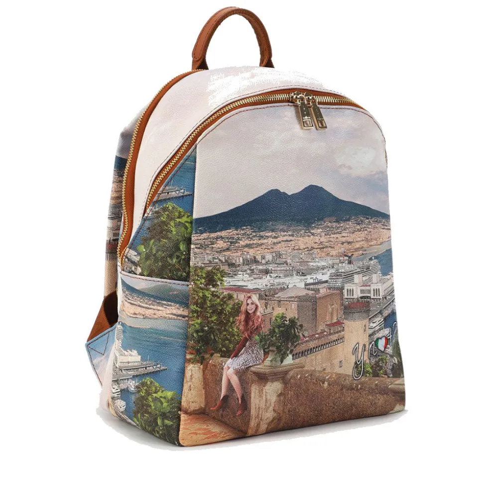 Zaino Donna Y NOT con Due Scomparti YES-601 Stampa Lemon Tree